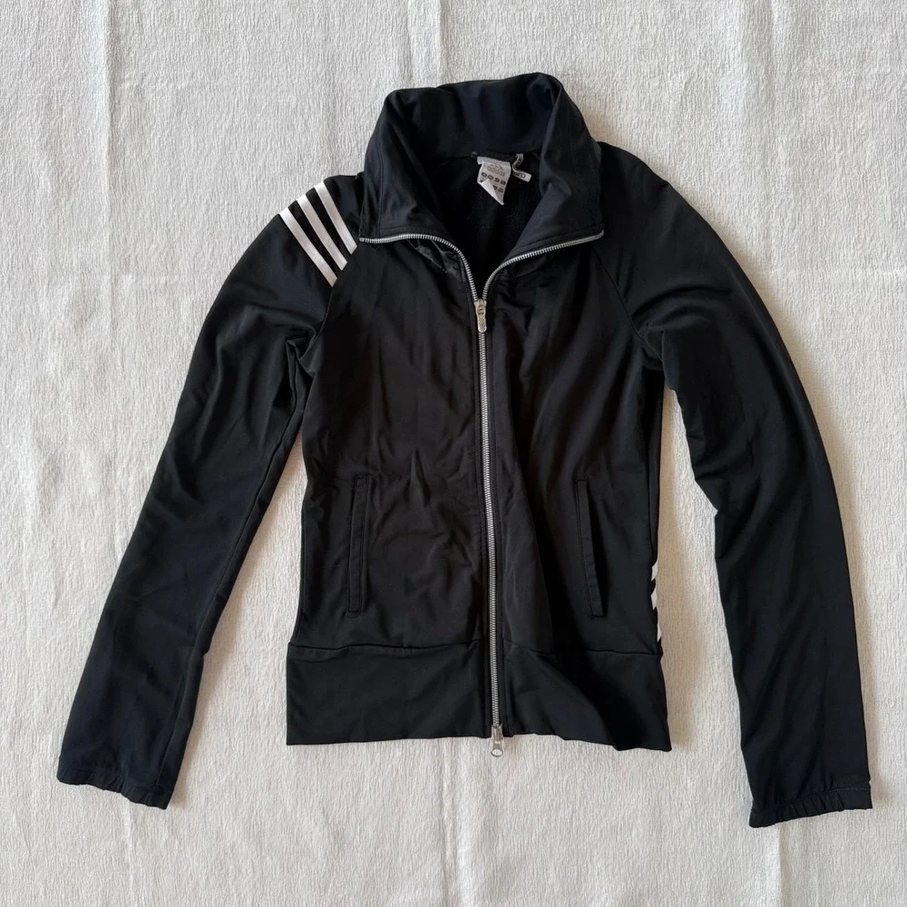 Adidas Climalite‎ Track Jacket Womens Size XS Black Full Zip Athletic Activewear